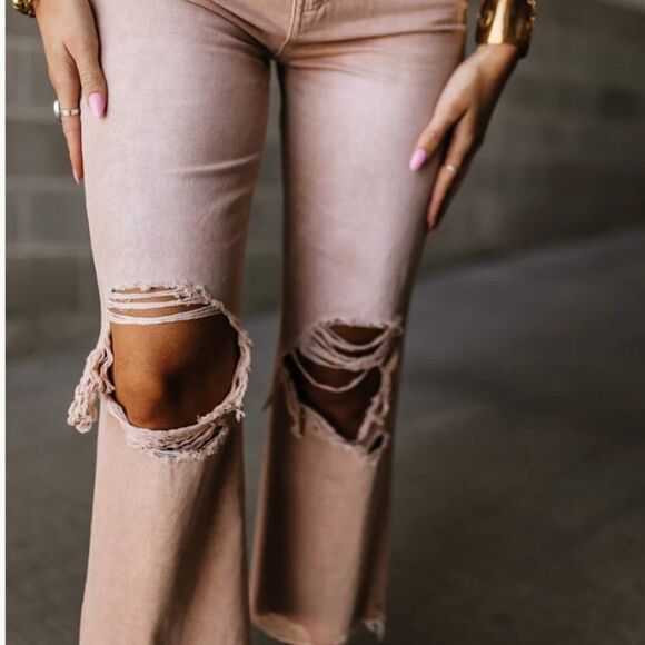 Vervet Vintage Crop Flare in Misty Rose - Picture 2 of 10